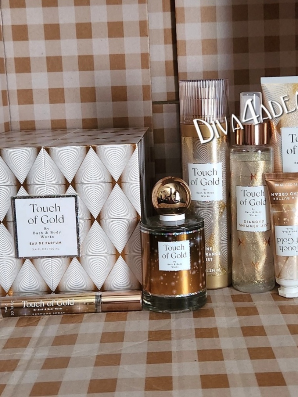 Bath & Body Works TOUCH OF GOLD 3.4 EDP FL OZ + 5PC Body Care Bundle